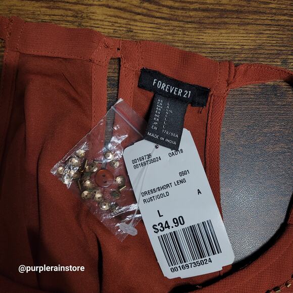 Forever 21 Chiffon Slip Dress L Embellished Beaded Boho Western Southwestern NWT - Picture 4 of 9